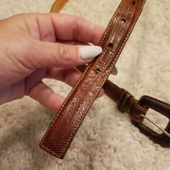 Vintage Lands' End Leather Belt Croc Embossed 28 - Picture 7 of 7